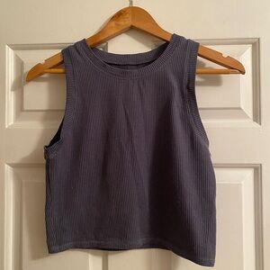 Hollister Blue Grey Ribbed Cropped Fitted Tank Top Size M